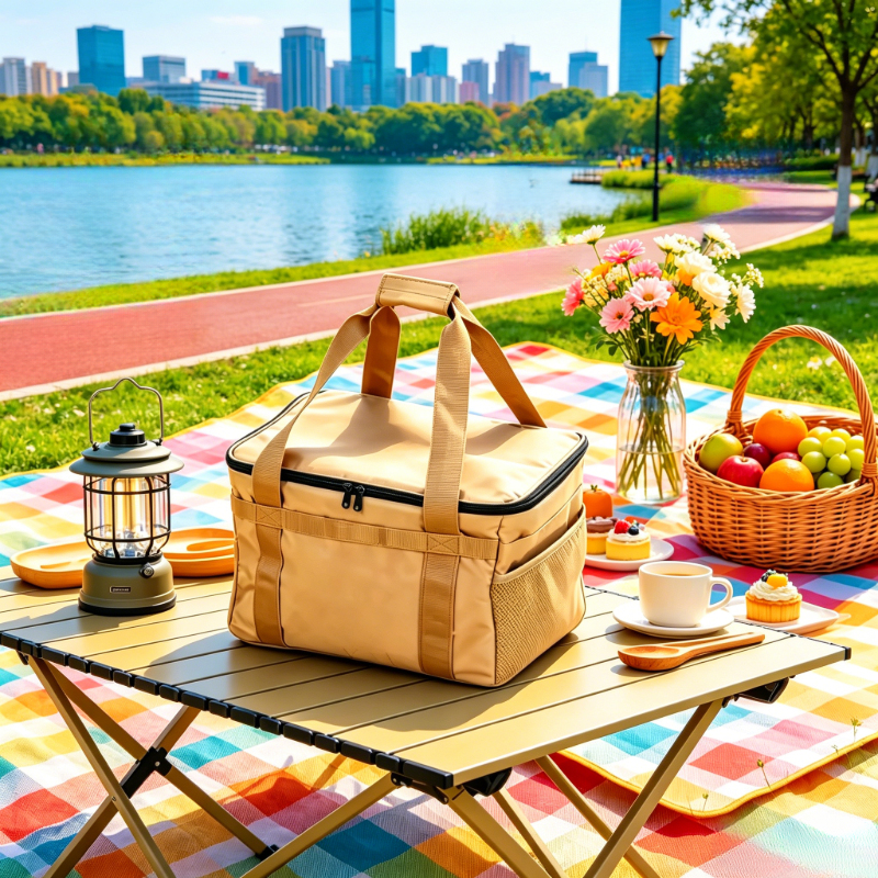 Outdoor Camping Kitchen Table - 30L Khaki Foldable Oxford Tactical Storage
