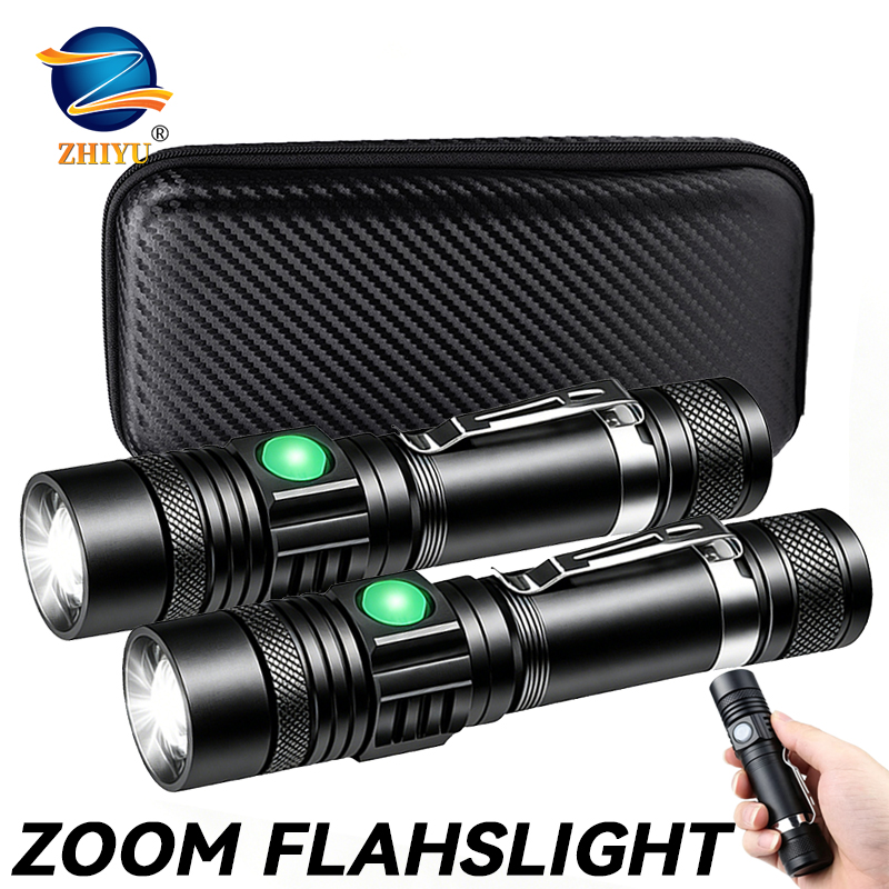 Outdoor Camping Adventure - T6 LED Rechargeable Flashlight,18650 Zoomable Torch,