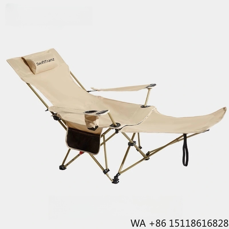 Outdoor Camping Recliner - SwiftTranz Portable Steel Folding Camping Chair