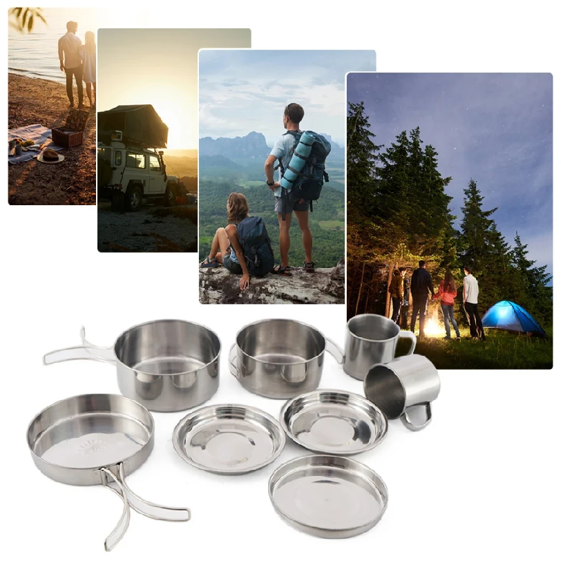 8pcs/Set Camping Cookware Mess - Outdoor Camping Kitchen Table reseña y precio
