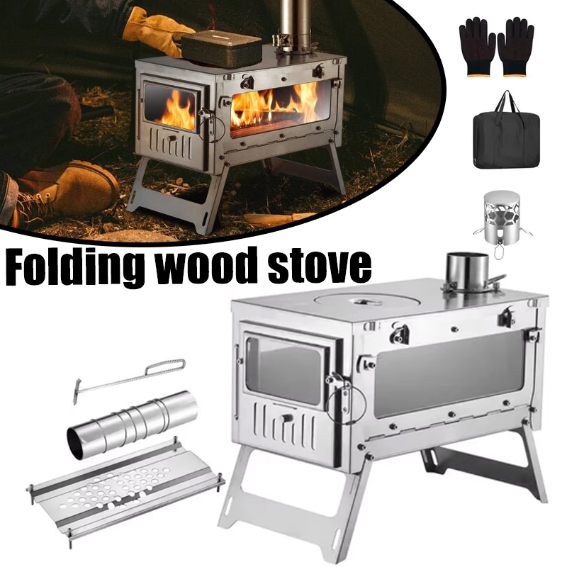 430 Stainless Steel Portable T - Outdoor Camping Stove Wood reseña y precio