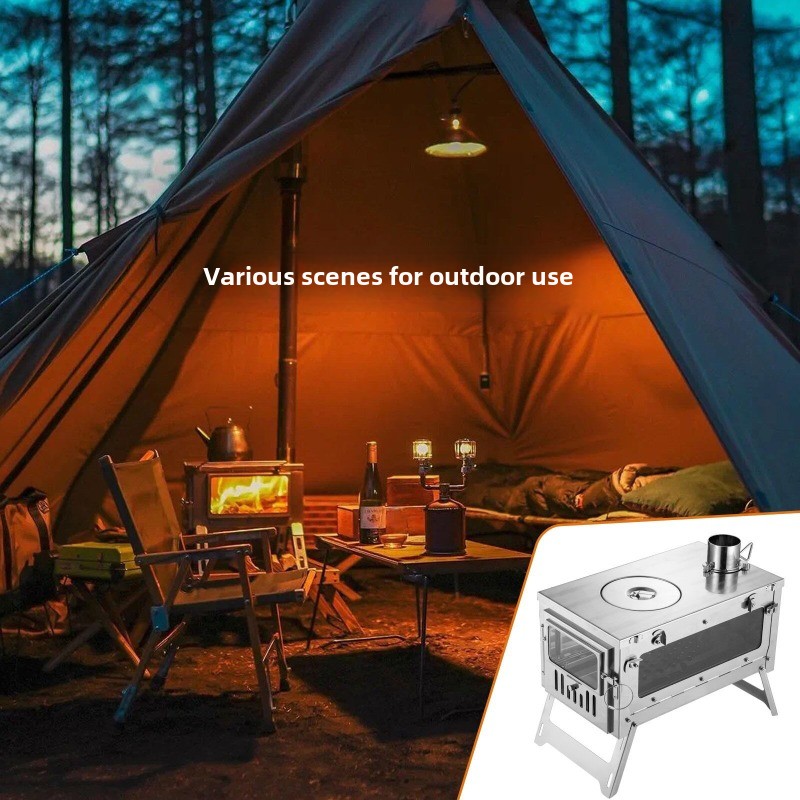 430 Stainless Steel Portable T - Outdoor Camping Stove Wood reseña y precio