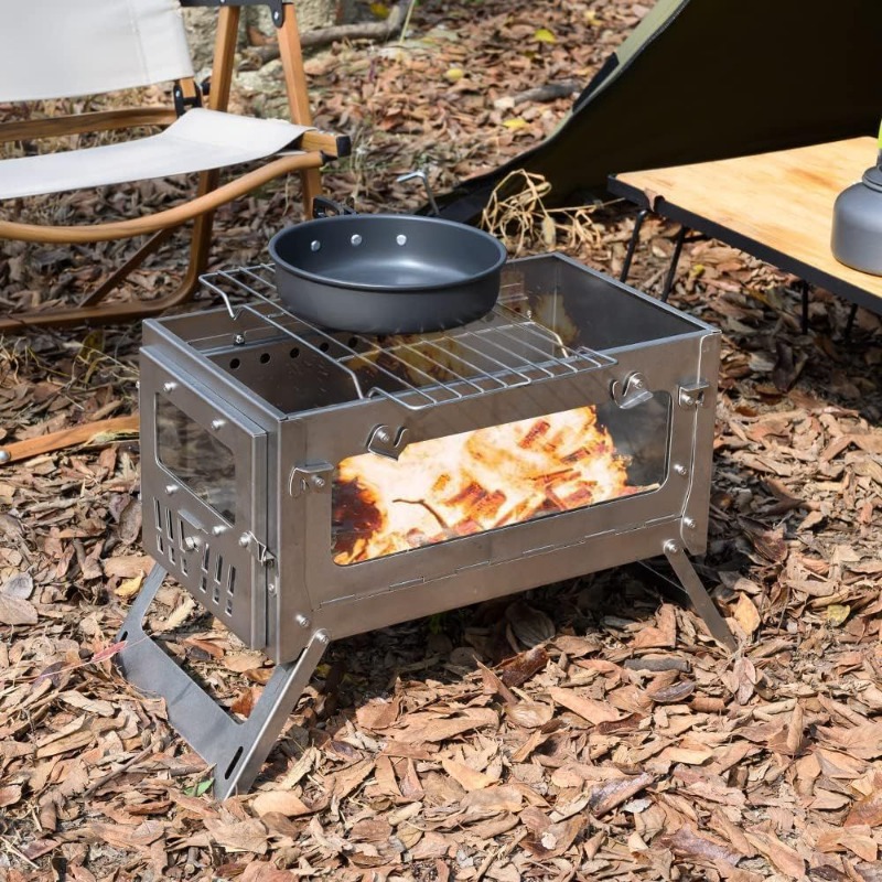 430 Stainless Steel Portable T - Outdoor Camping Stove Wood reseña y precio
