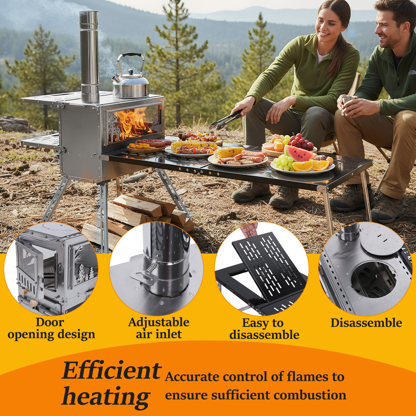 Hot Tent Stove with Oven & Cam - Outdoor Camping Cooking Table reseña y precio