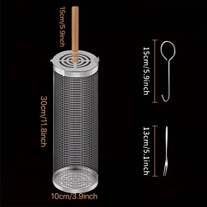 Round Barbecue Grill Basket Se - Outdoor Camping Kit reseña y precio