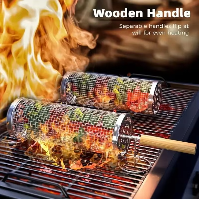 Round Barbecue Grill Basket Se - Outdoor Camping Kit reseña y precio