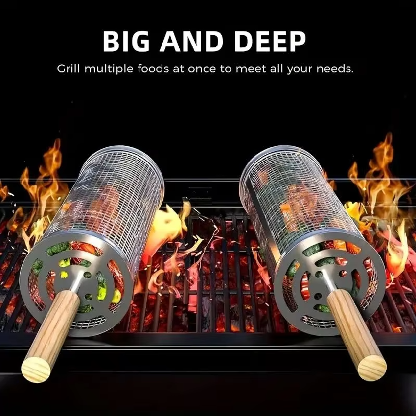 Round Barbecue Grill Basket Se - Outdoor Camping Kit reseña y precio