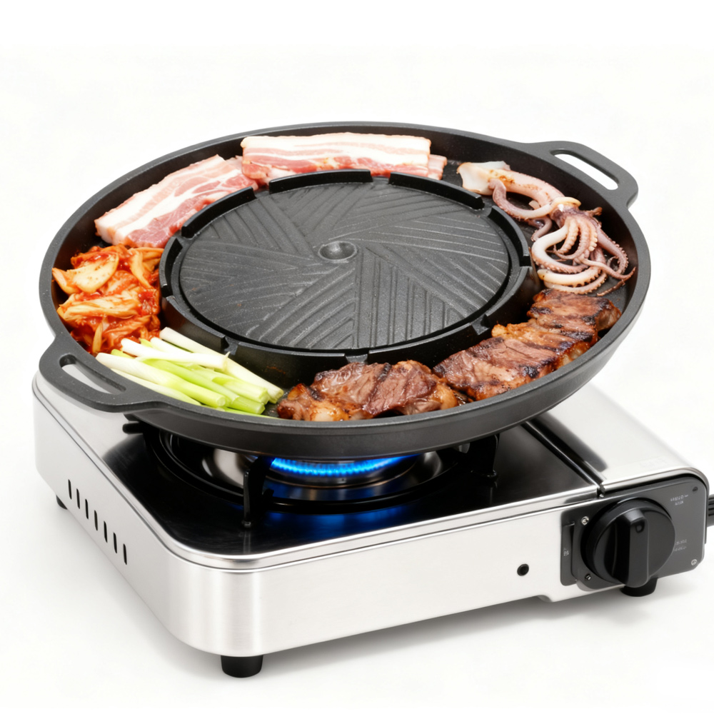 KOSUN Korean BBQ Grill Pan 2 i - Outdoor Camping Cooking Set reseña y precio