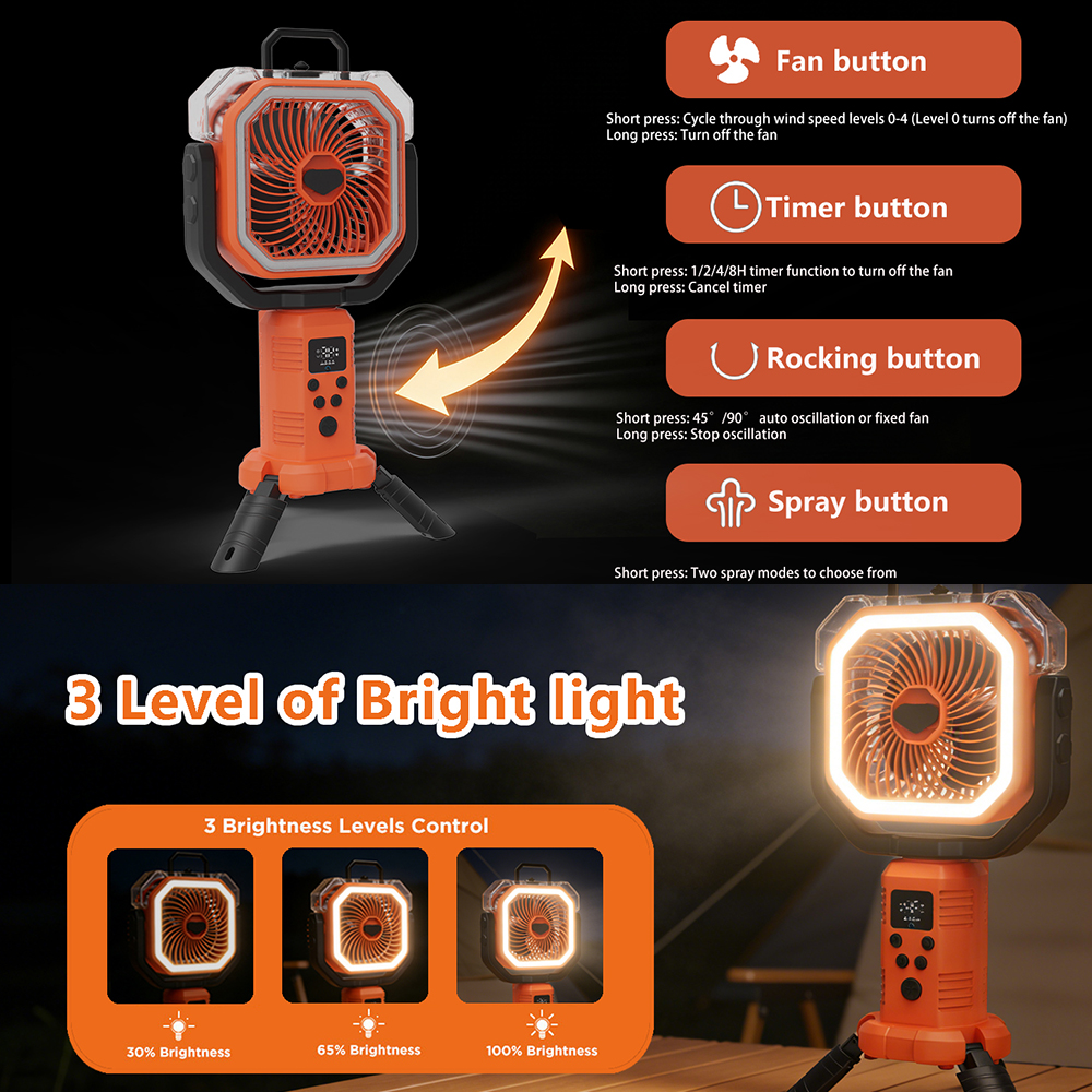 30000mAh Cooling Floor Fan wit - Outdoor Camping Fan reseña y precio