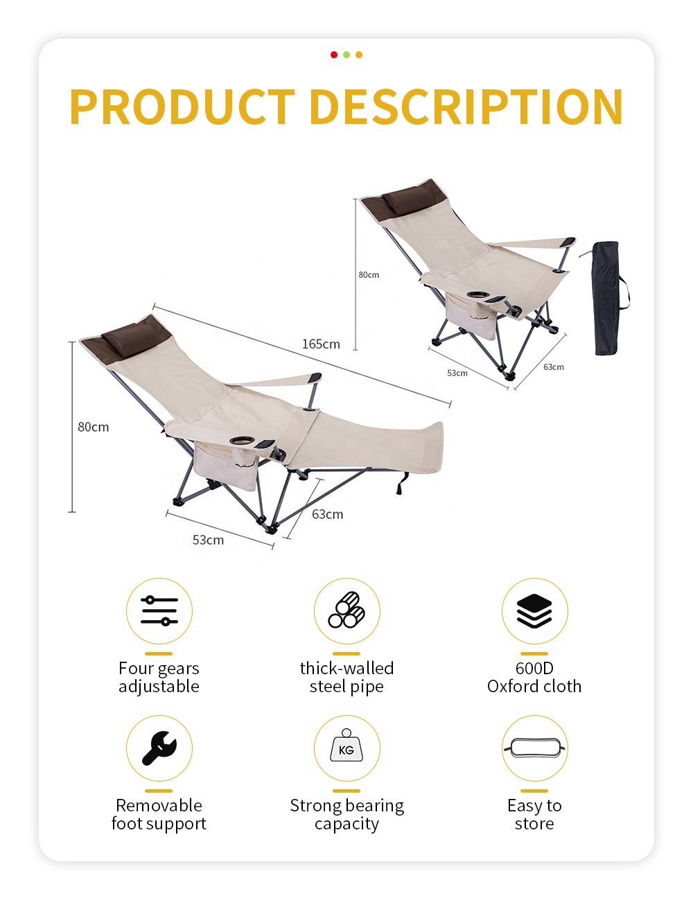 Portable Folding Reclining Cha - Outdoor Camping Recliner reseña y precio