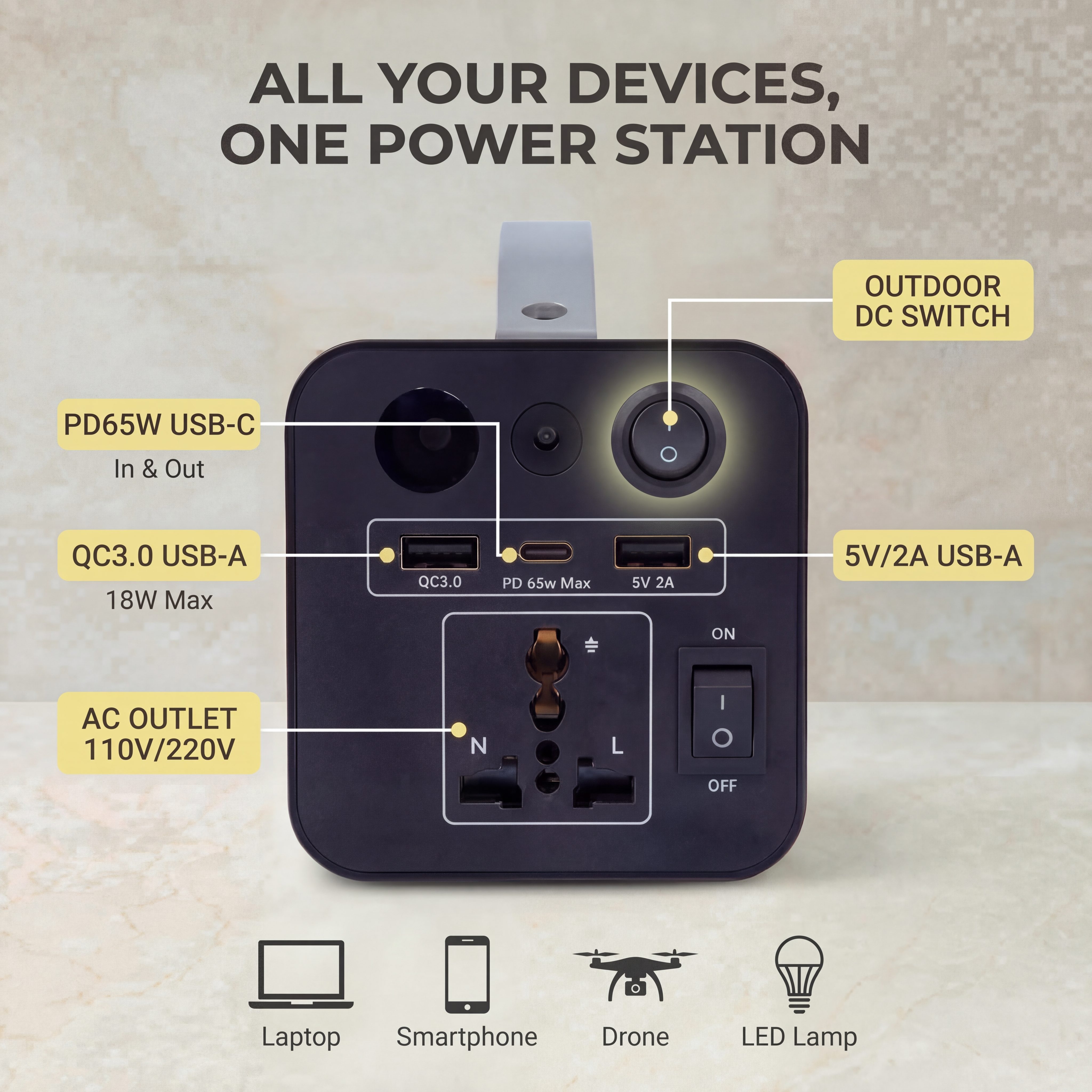 180W Outdoor Power Station 320 - Outdoor Camping Kit reseña y precio