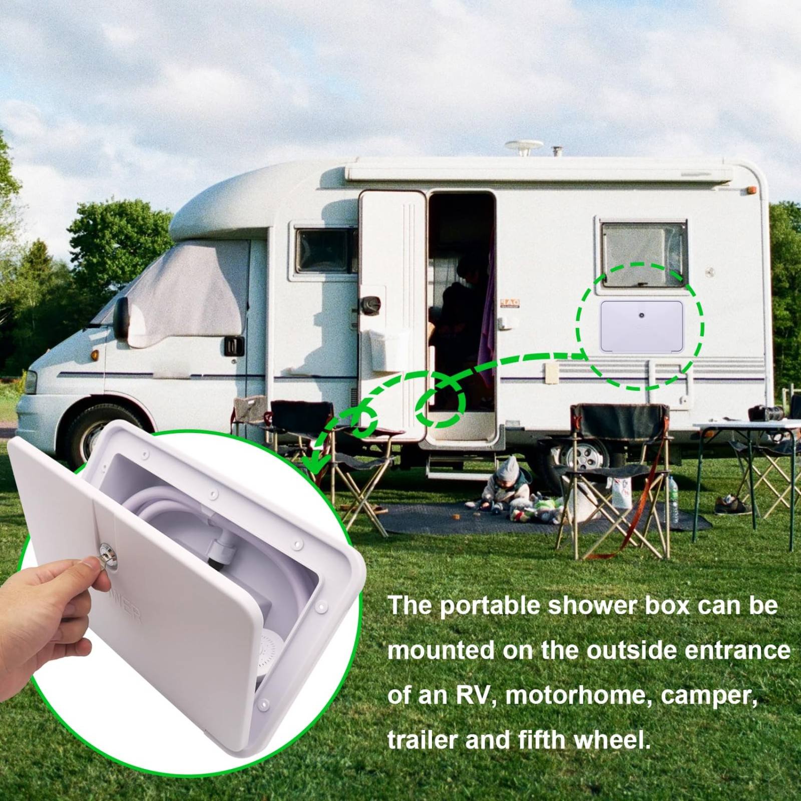 RV Exterior Shower Box Compact - Outdoor Camping Kit reseña y precio