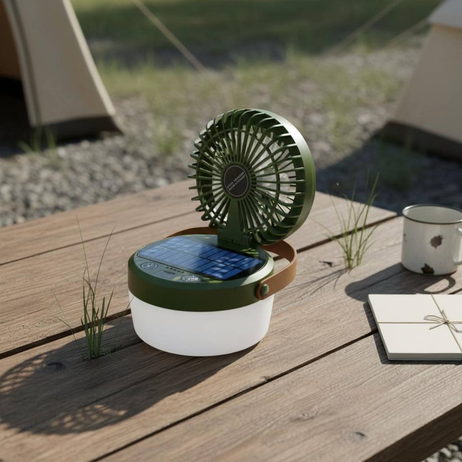 Solar Camping Fan Lantern Fold - Outdoor Camping Fan reseña y precio