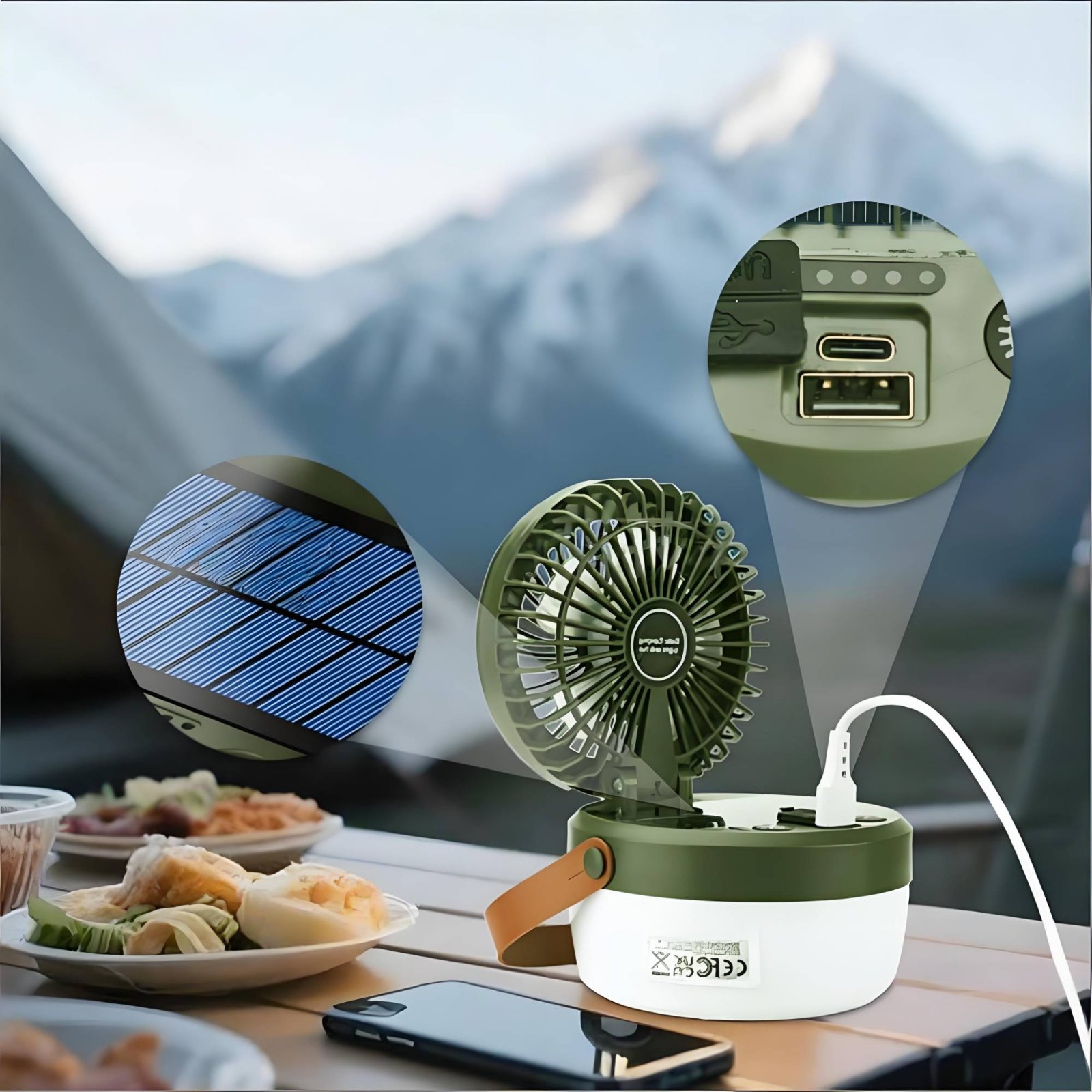 Solar Camping Fan Lantern Fold - Outdoor Camping Fan reseña y precio