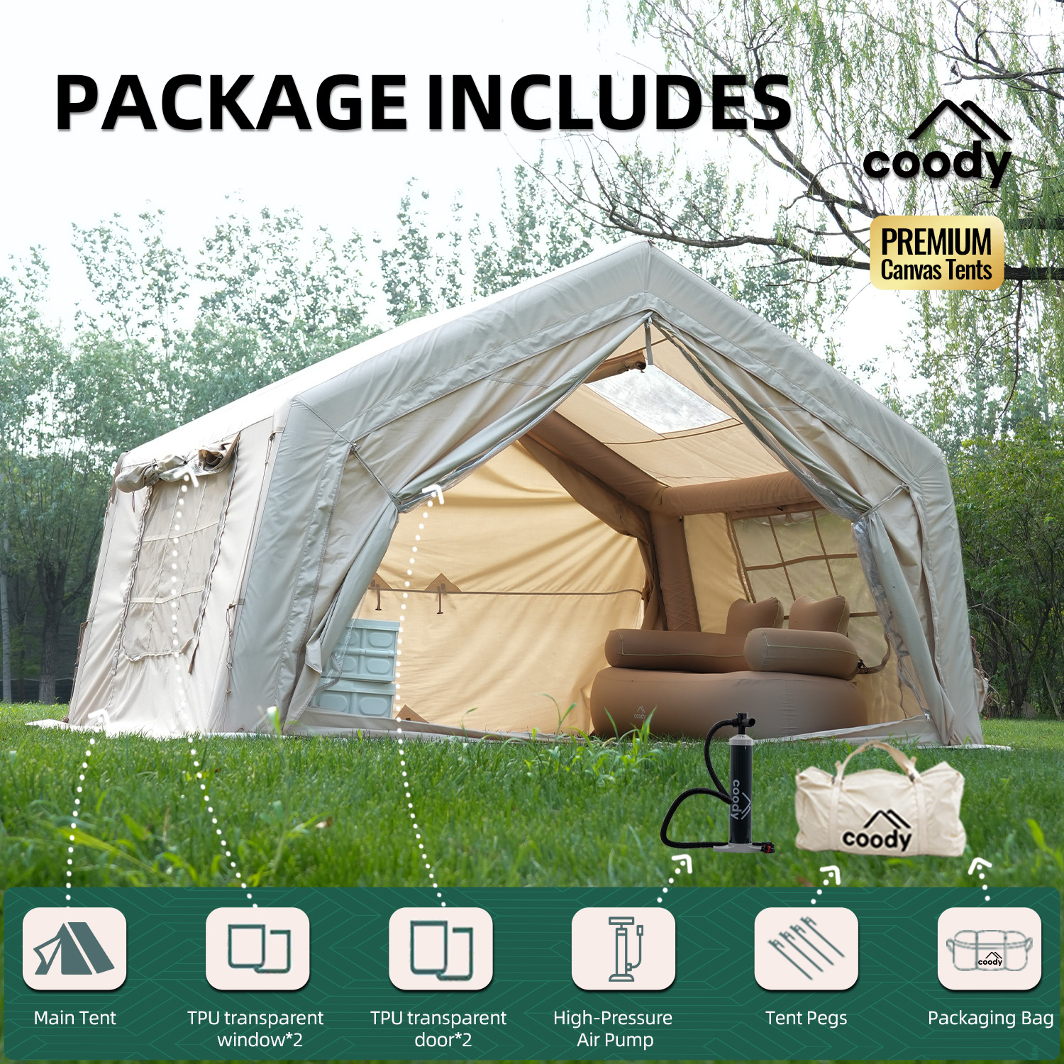 9.0 Air Tent-Beige Factory Dir - Camping Zelt Outdoor reseña y precio