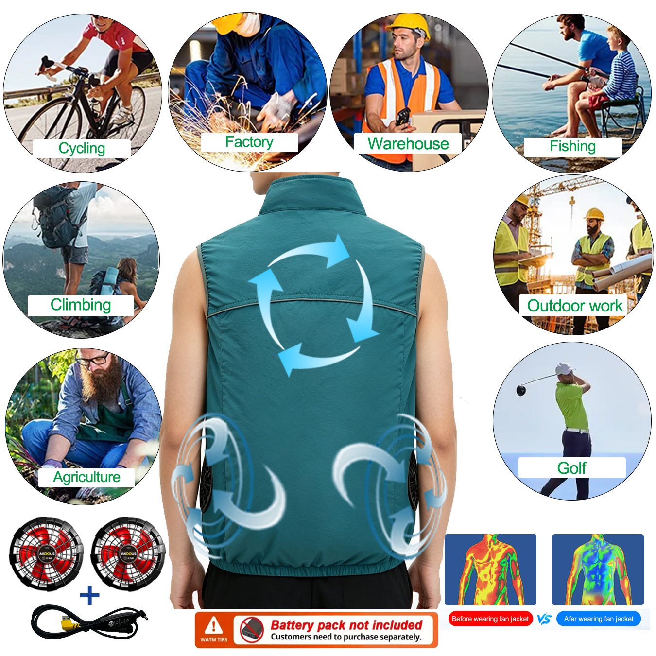 12V 5V USB Sleeveless Cooling  - Outdoor Camping Air Conditioner reseña y precio