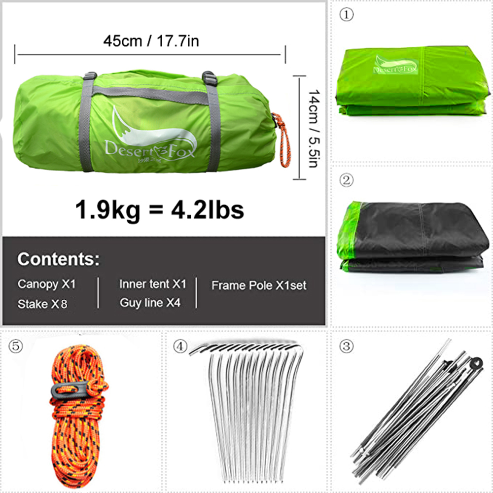 Desert&Fox 2 Person Tent Light - Outdoor Camping Dome reseña y precio