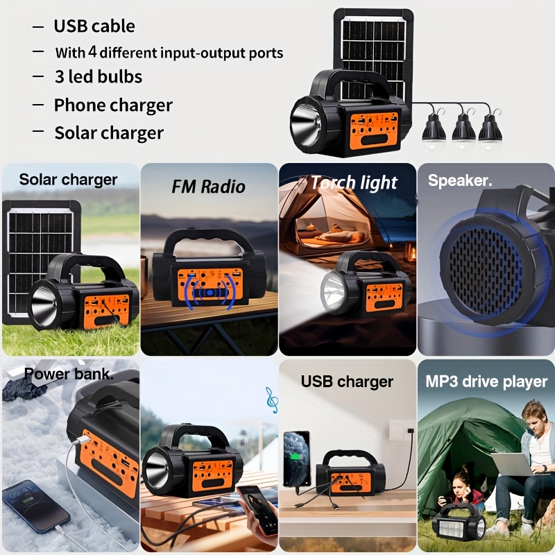 Solar Rechargeable Camping Lig - Outdoor Camping Kit reseña y precio