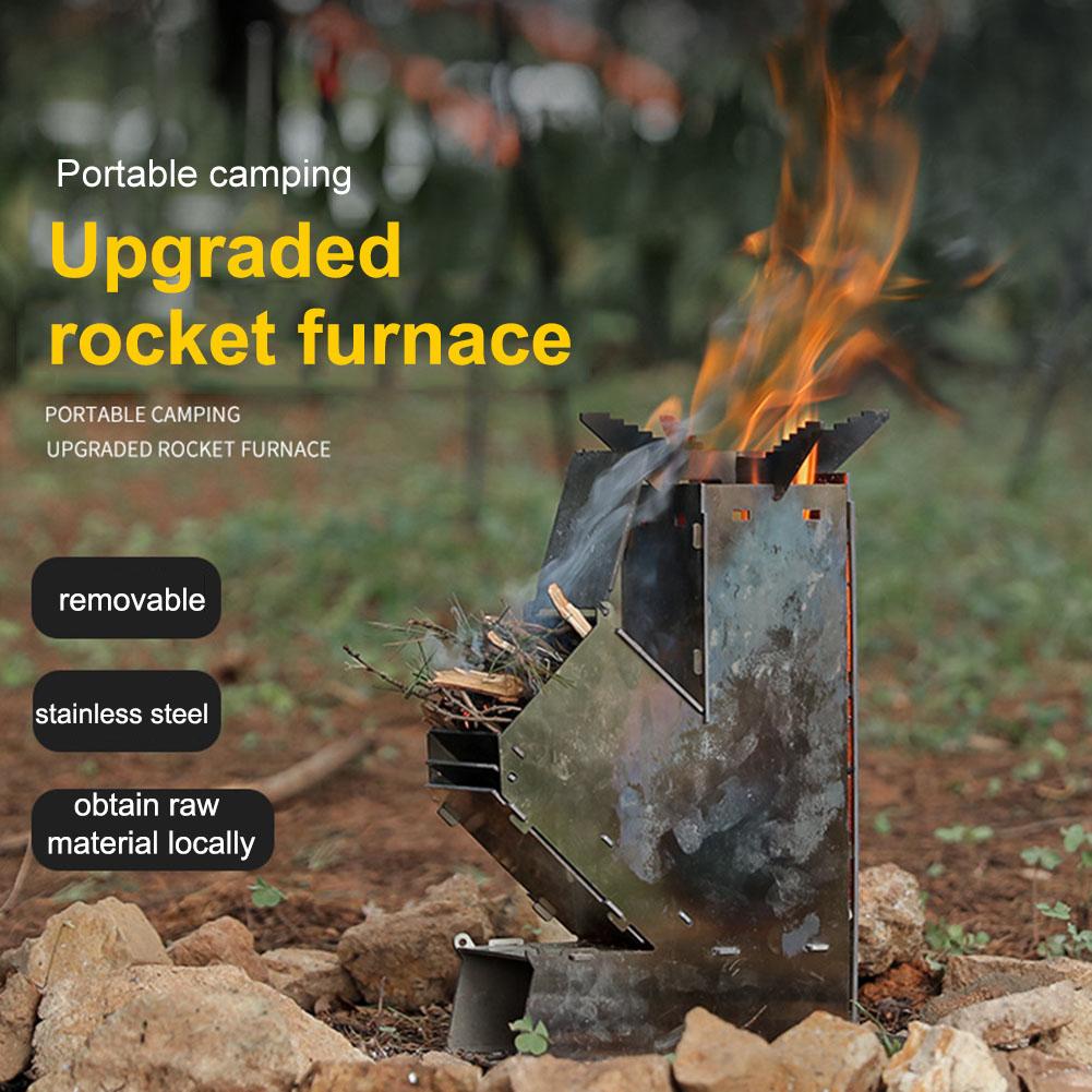 BBQ Rocket Stove Stainless Ste - Outdoor Camping Stove Wood reseña y precio