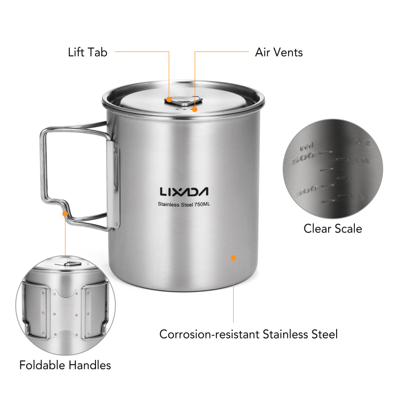 Lixada 750ml Cup Outdoor Stain - Outdoor Camping Kitchen Table reseña y precio