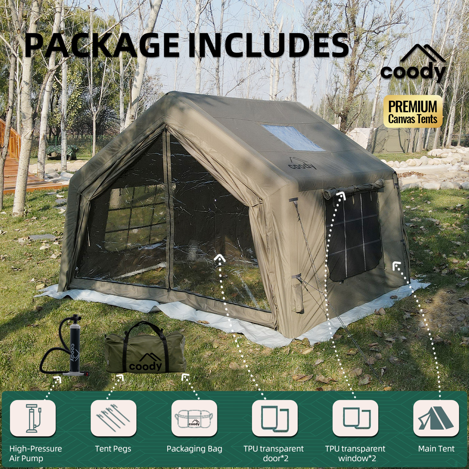 9.0 Air Tent-Army Green High Q - Camping Zelt Outdoor reseña y precio