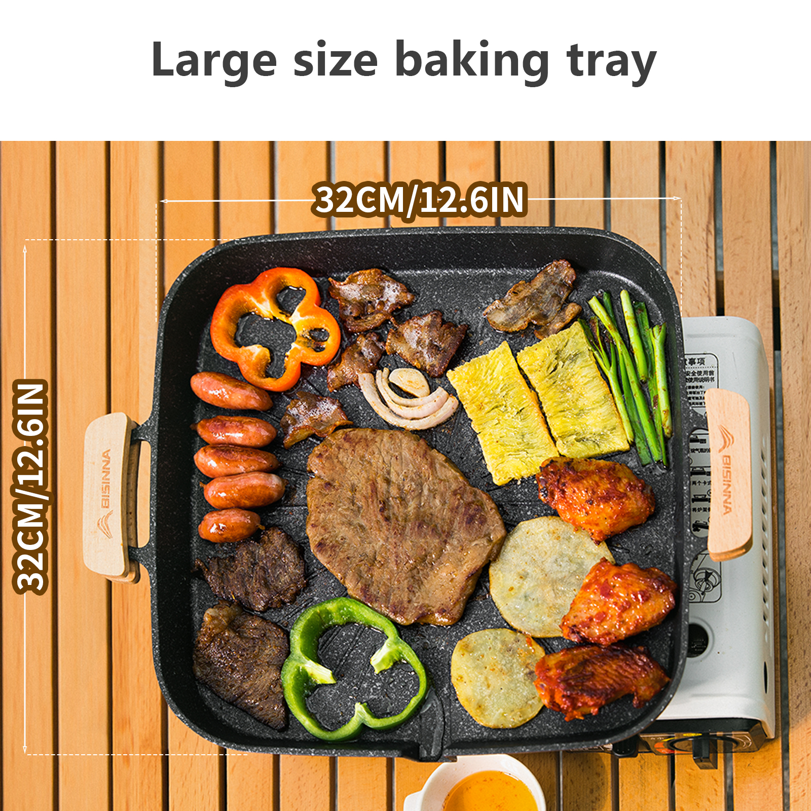 BISINNA Square BBQ Grill Pan N - Outdoor Camping Cooking Set reseña y precio
