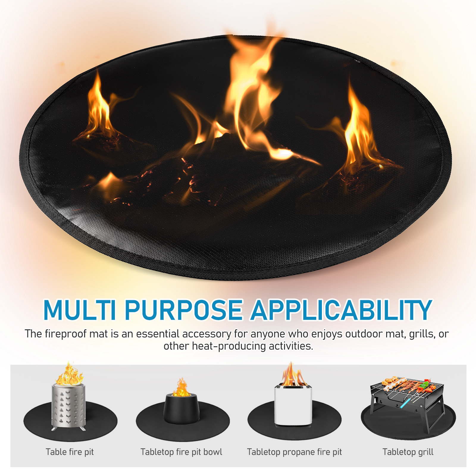 Fire Pit Mat Silicone Fireproo - Outdoor Gas Stove reseña y precio