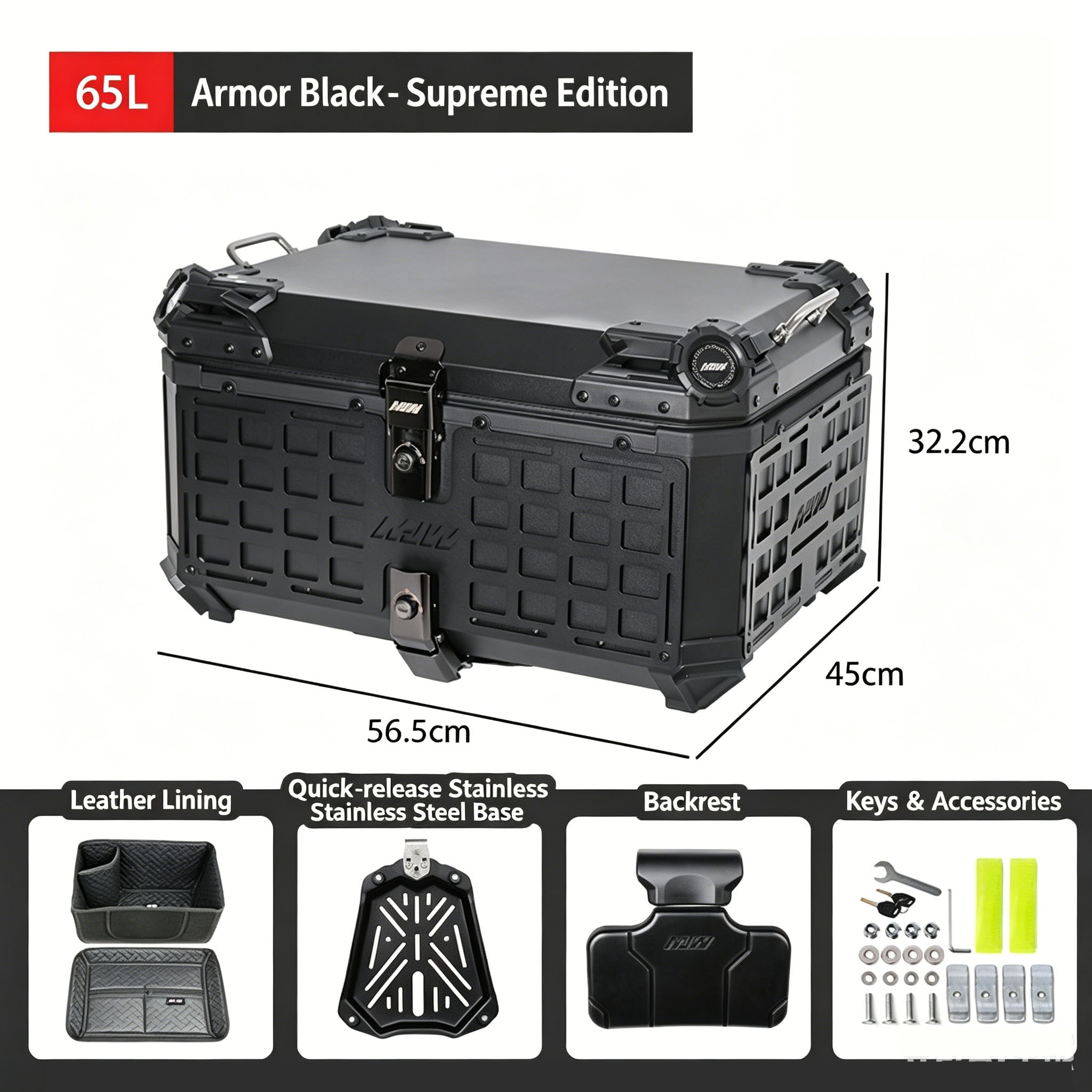 65L Motorcycle Rear Top Box Mo - Camping Quad reseña y precio