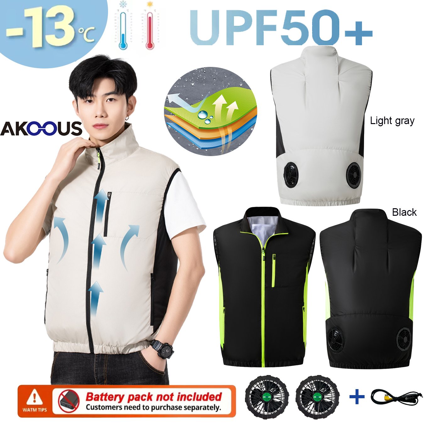 12V 5V USB Cooling 4 Fans Vest - Outdoor Camping Air Conditioner reseña y precio