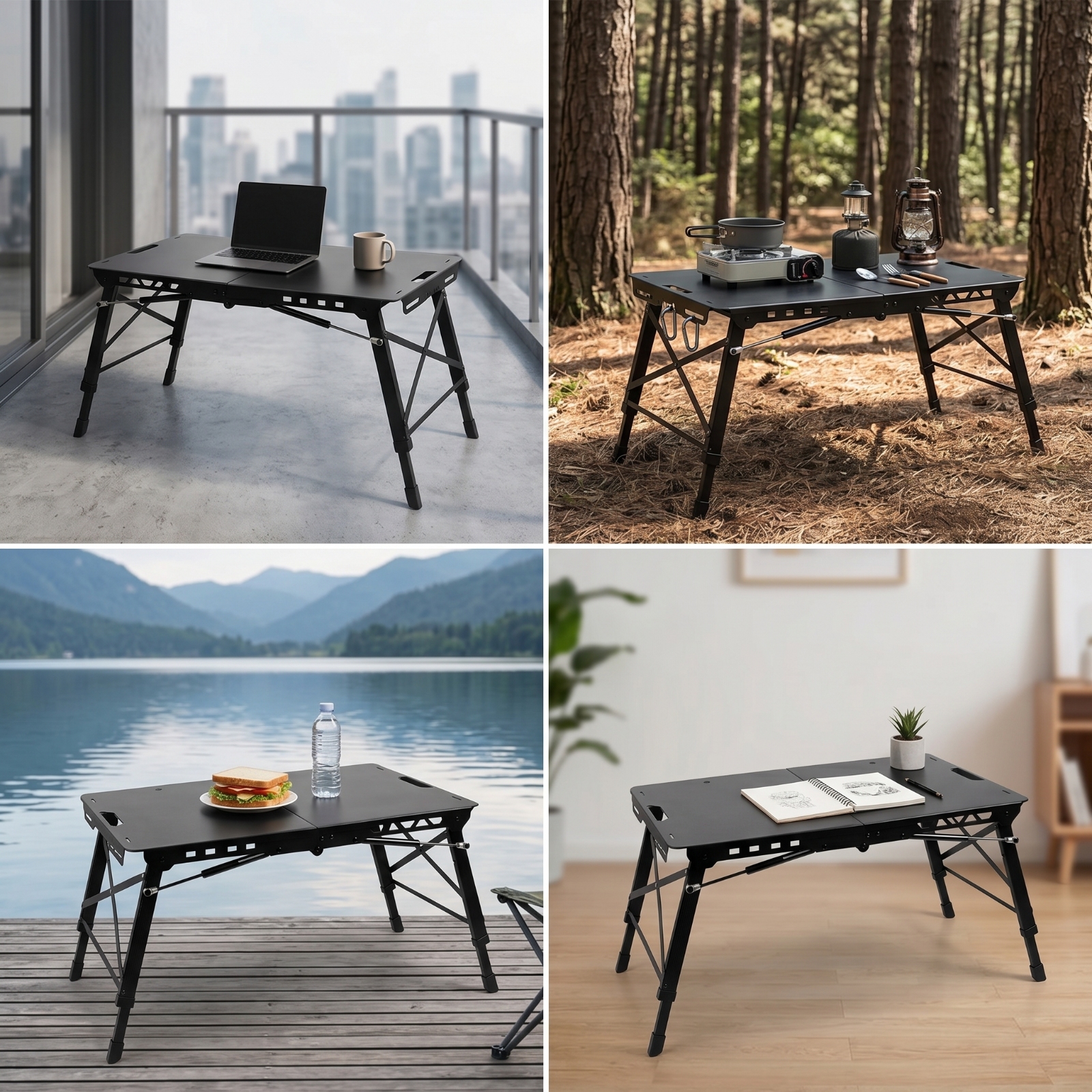 Folding Table with Hydraulic S - Outdoor Camping Cooking Table reseña y precio