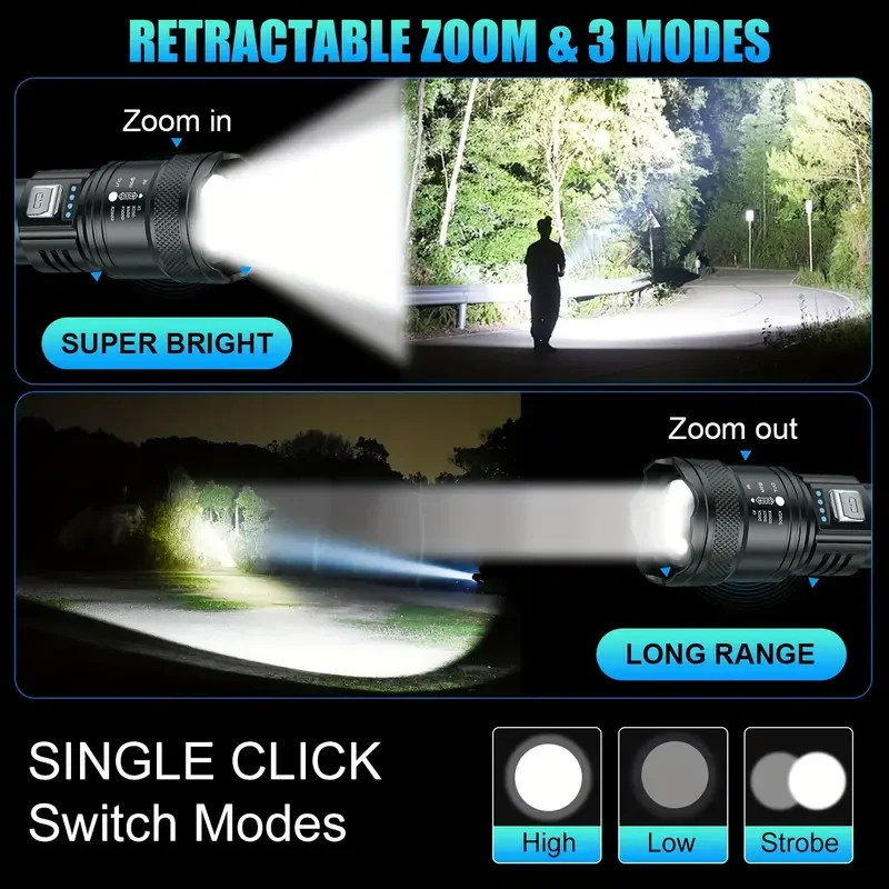 Tactical LED Flashlight 2000LM - Battery Outdoor Camping reseña y precio